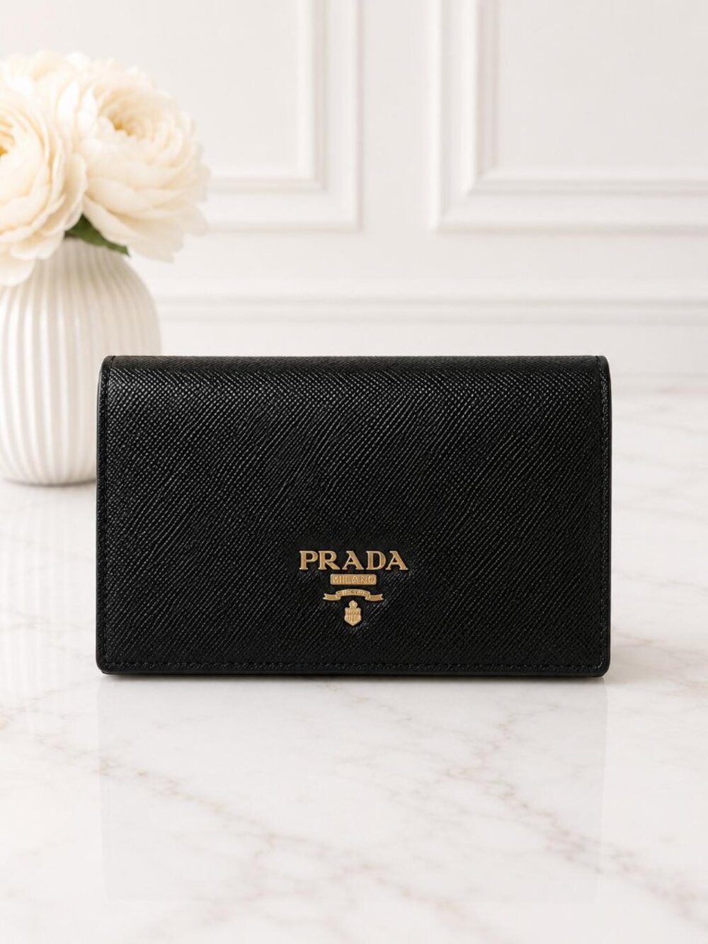 Authentic Prada Black Saffiano Leather Wallet
